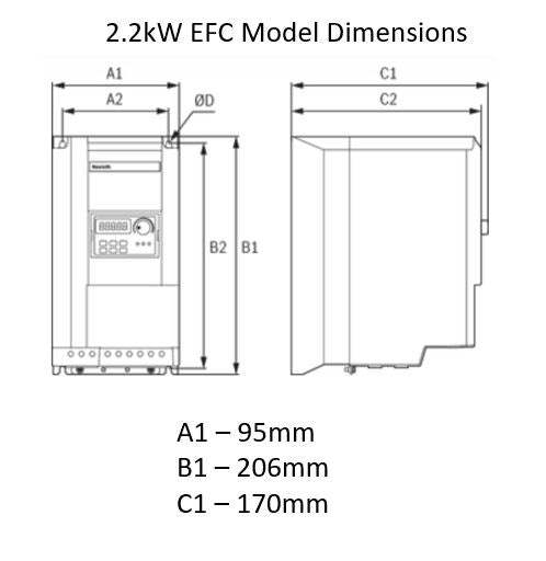 2.2kW EFC3610 Inverter Drive 380- 480VAC 50/60Hz